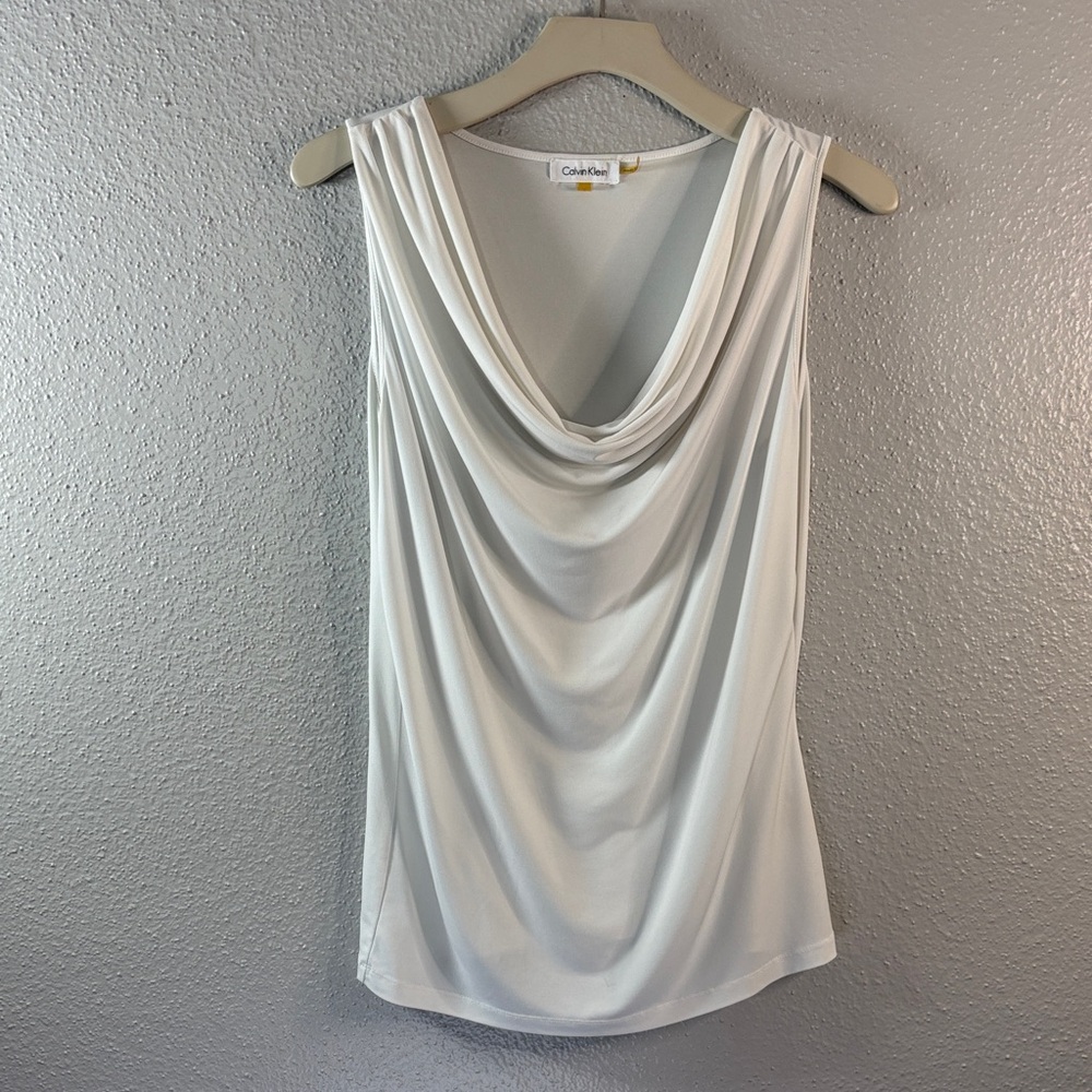Calvin Klein Women's Cream Draped Tank Top